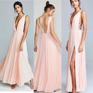 Free People x Fame Partners pale pink pleated Allegra engagement wedding guest 8